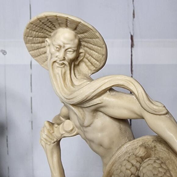 Vintage Santini Asian Imperial Couple Floral Fruit Alabaster Sculptures - Picture 9 of 13